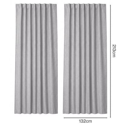 Marlow Blackout Curtains Thermal Linen Look Blockout Drapes 2 Panels Grey