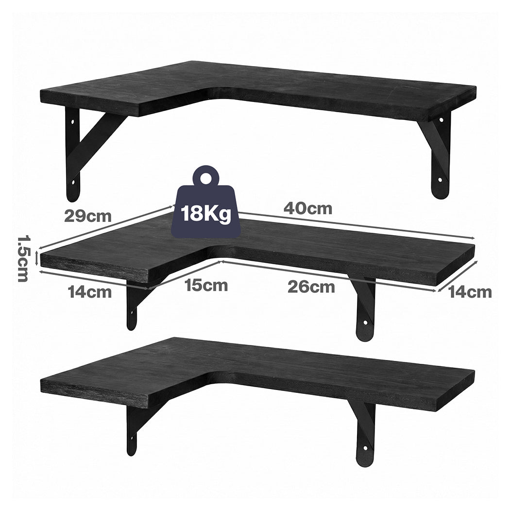 Corner Floating Shelves 3pc L-Shaped Wall | HomeAndLiving - 4