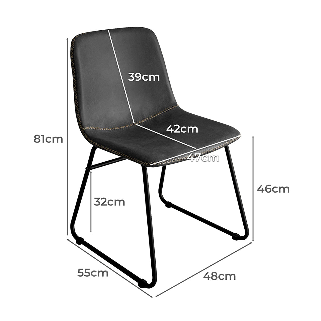 Dining Chairs Black Faux Leather 44x55x81cm