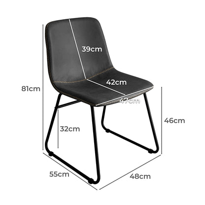 Dining Chairs Black Faux Leather 44x55x81cm