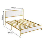 Premium Metal Bed Frame Under Bed Storage Double Beige  Durable Frame