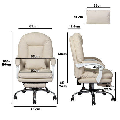 Executive Office Chair Beige Leather