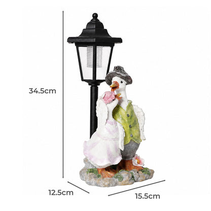Duck Statue Solar Light White 15.5x12.5x34.5cm