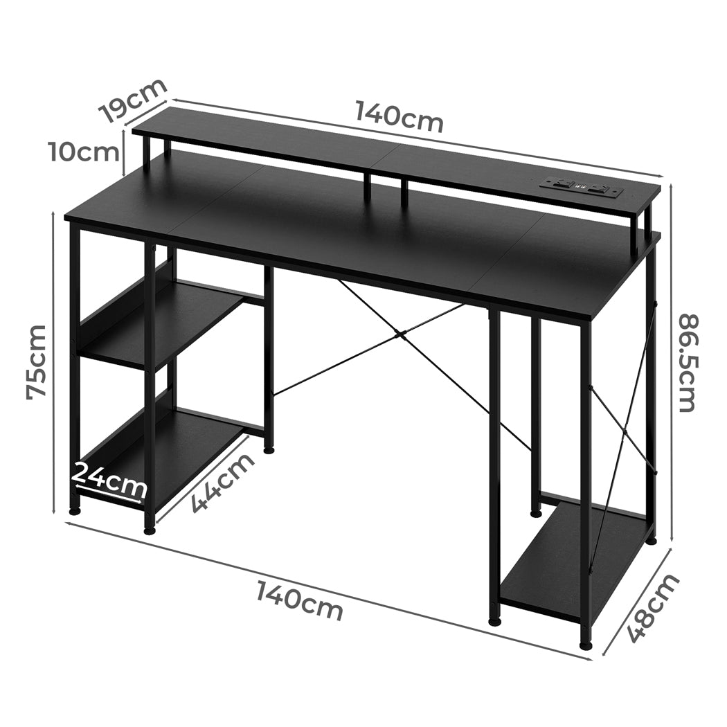 Gaming Desk Computer Table 140cm Black 140x48x86.5cm