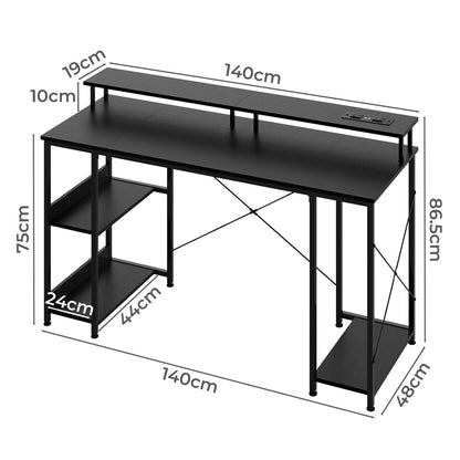 Gaming Desk Computer Table 140cm Black 140x48x86.5cm