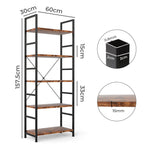 Compact 5-Tier Industrial Bookshelf Bookcase 157.5cm  Sleek Modern