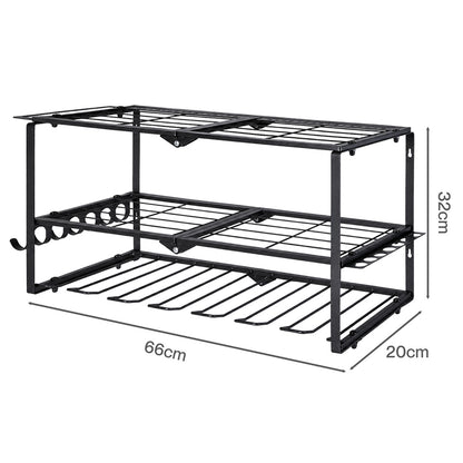 Garage Storage 3 Tier Rack Black 66x20x32cm