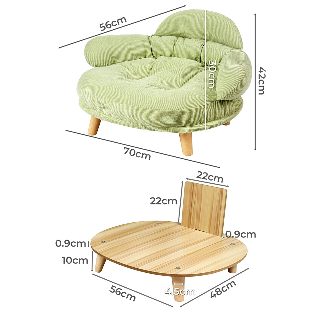 Pet Sofa Green Fabric 70x56x42cm