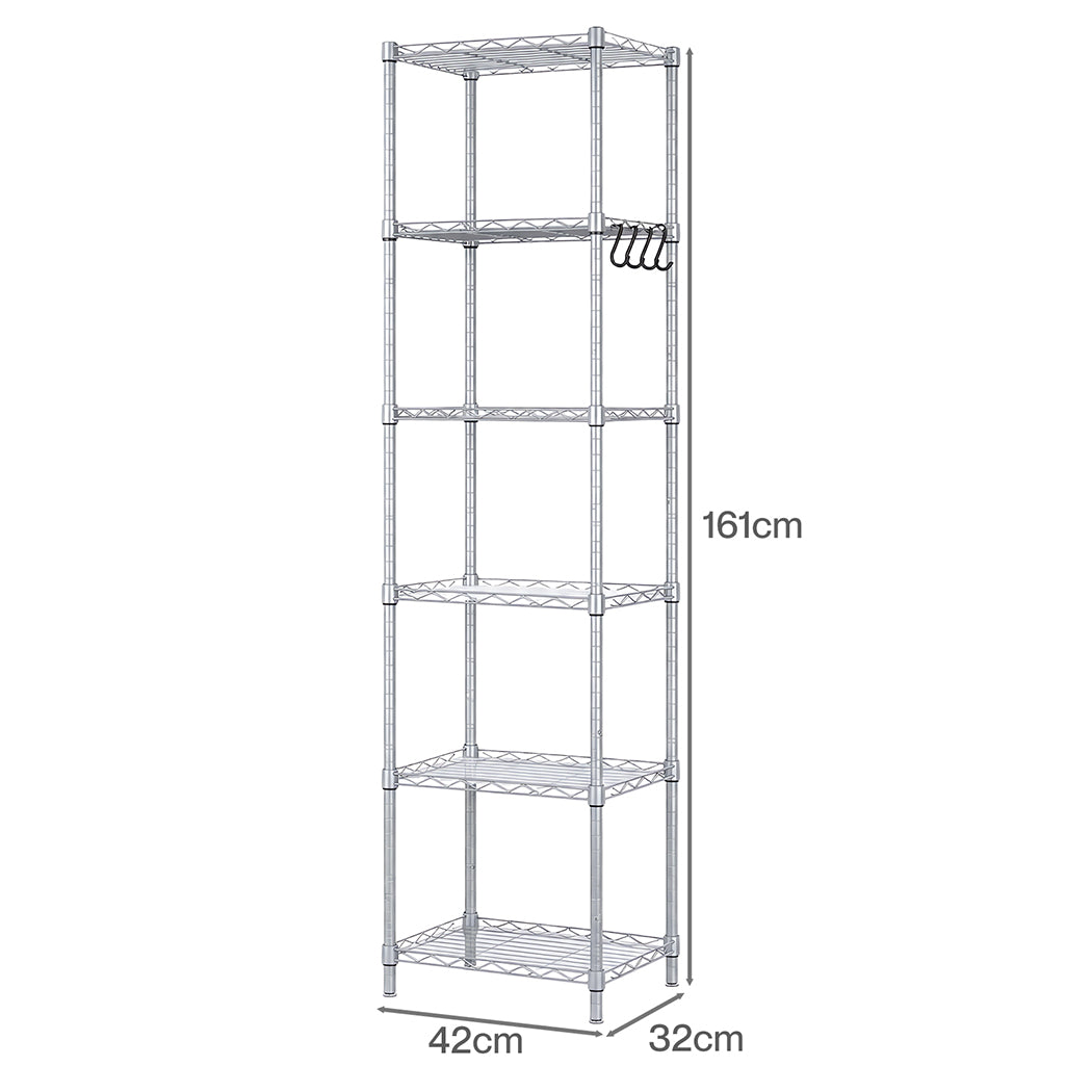 Shelving Unit 6 Tier Adjustable 42x32x161cm