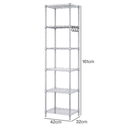 Shelving Unit 6 Tier Adjustable 42x32x161cm
