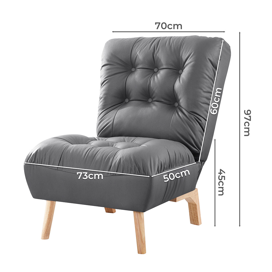 Premium Accent Chair Sofa Recliner Adjustable Grey  Space-Saving