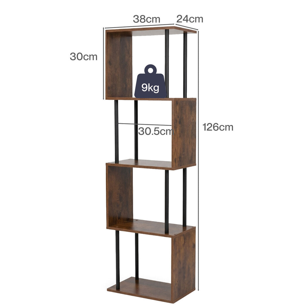 5 Tier Bookshelf Storage Rack 38x24x126cm