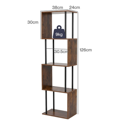 5 Tier Bookshelf Storage Rack 38x24x126cm