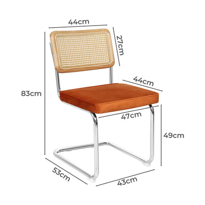 Functional 2xRattan Chair Dining Chairs Orange  Soft Cushion