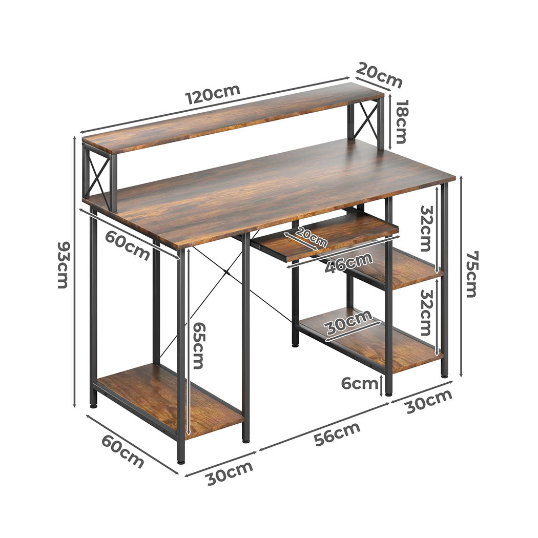 Luxury Office Gaming Computer Desk Brown  Multipurpose Use Classic