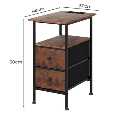 Bedside Table 2 Drawer Brown 48x30x60cm