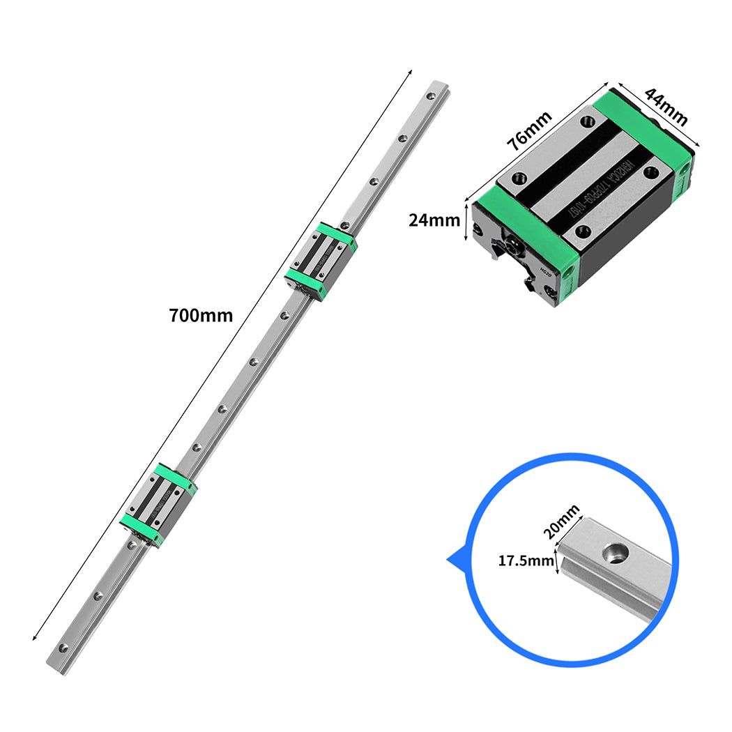 Linear Guide Rail 2PCS HGH20CA Slider Block Bearing Steel CNC