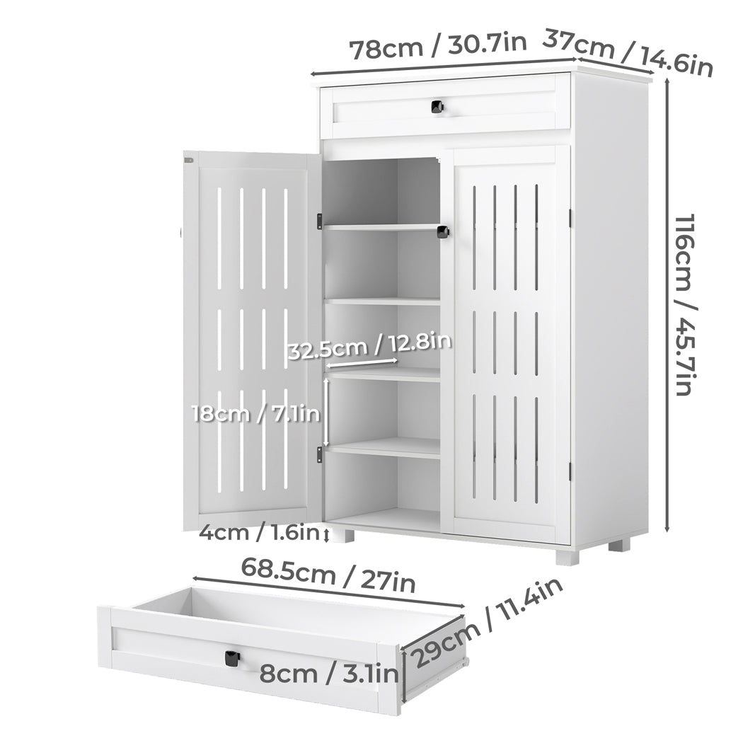 Shoe Cabinet Storage White 78x37x116cm