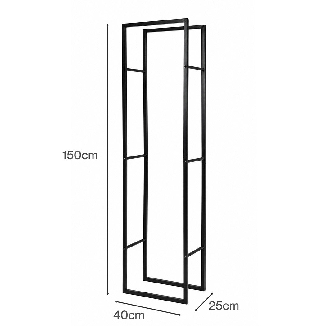 Levede Firewood Rack Steel Outdoor Storage Log Holder Fireplace 40 x 25 x 150cm