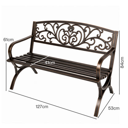 Levede Garden Bench Seat Outdoor Furniture Patio Park Lounge Chair Bronze 3 Seat