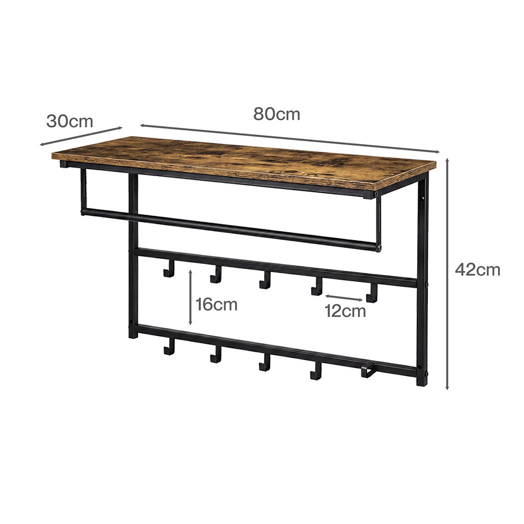 Wall Shelf Coat Rack 16x16cm