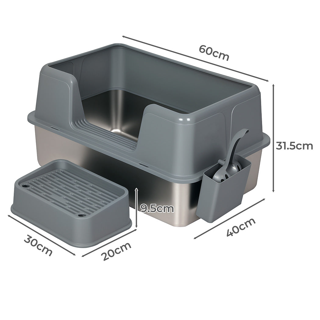 Stainless Steel Cat Litter Box Large 60x40x31.5cm