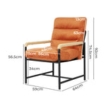 Premium Metal Framed Lounge Chair Velvet in Orange  High Back Support