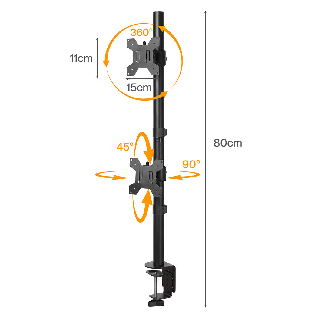 Dual Monitor Arm Adjustable Stand 75x75cm