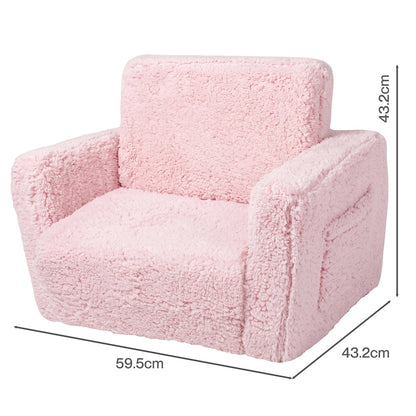 Kids Sofa Bed Pink 59.5x43.2x43.2cm