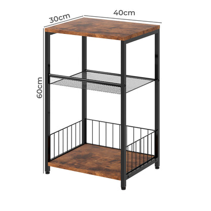 3-Tier Side Table Storage 40x30x60cm