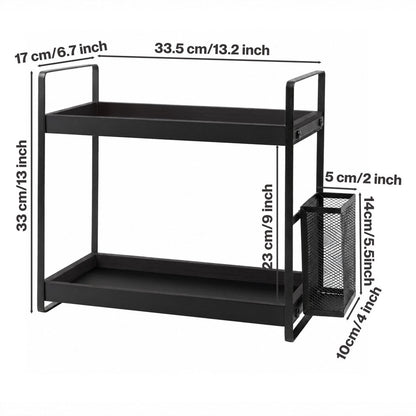 Levede 2 Tier Countertop Organiser Classic Storage Rack Bathroom Kitchen Black