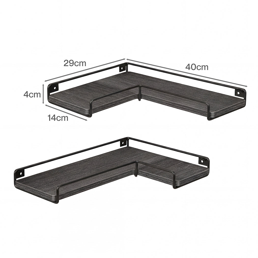 Floating Corner Wall Shelves 2 Pack Black | HomeAndLiving