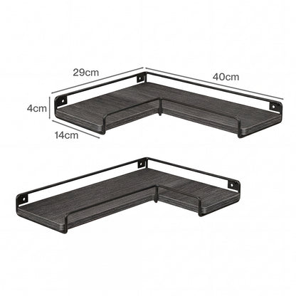 Floating Corner Wall Shelves 2 Pack Black | HomeAndLiving
