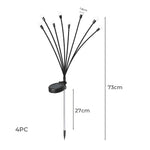 Contemporary Firfly Solar Lawn Lights 8LED 4PC Outdoor Black  High