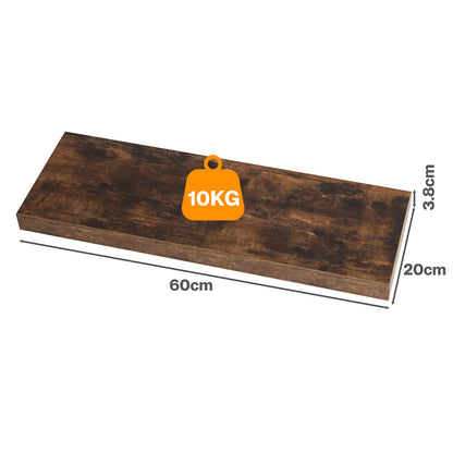 Floating Wall Shelves 2 Pack Brown 60cm | HomeAndLiving - 4