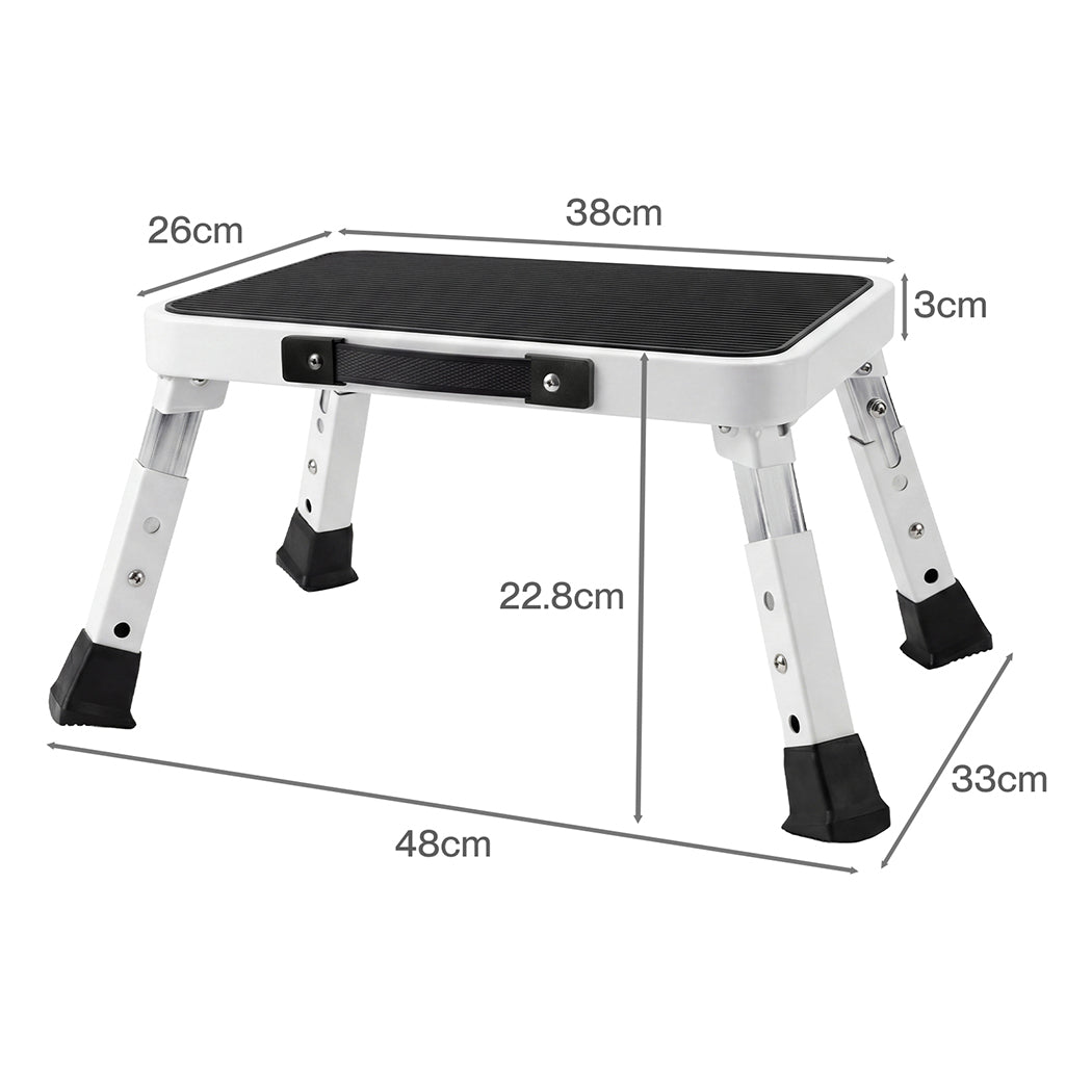 Folding Aluminium Step Stool 150kg Adjustable | HomeAndLiving