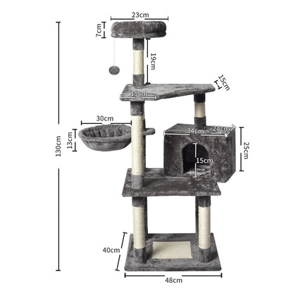 Cat Tree Scratching Post Grey 48x40x130cm