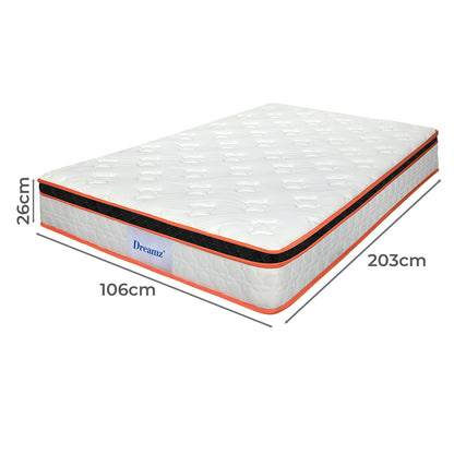 King Single Mattress 7 Zone Support 203x106x26cm