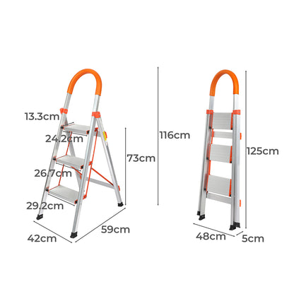 3 Step Ladder Folding Aluminium