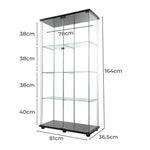 Cozy 164cm Glass Display Cabinet 2 Doors  Wood Finish Classic