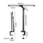 Ergonomic Double Head LED Desk Lamp Dimmable With Clamp  Wood Finish