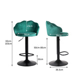 2x Bar Stools Kitchen Gas Lift Green