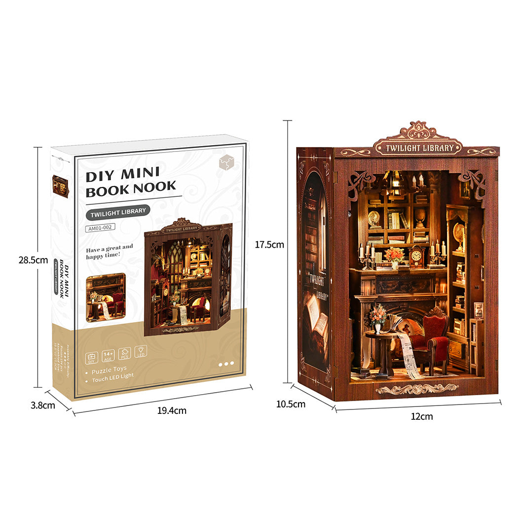 Miniature Book Nook Kit Walnut 12x11x19cm
