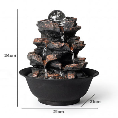 Indoor Water Fountain Brown Tabletop 21x21x24cm