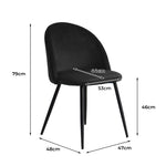 Stylish 8x Dining Chairs Kitchen Cafe Black  Durable Frame Classic