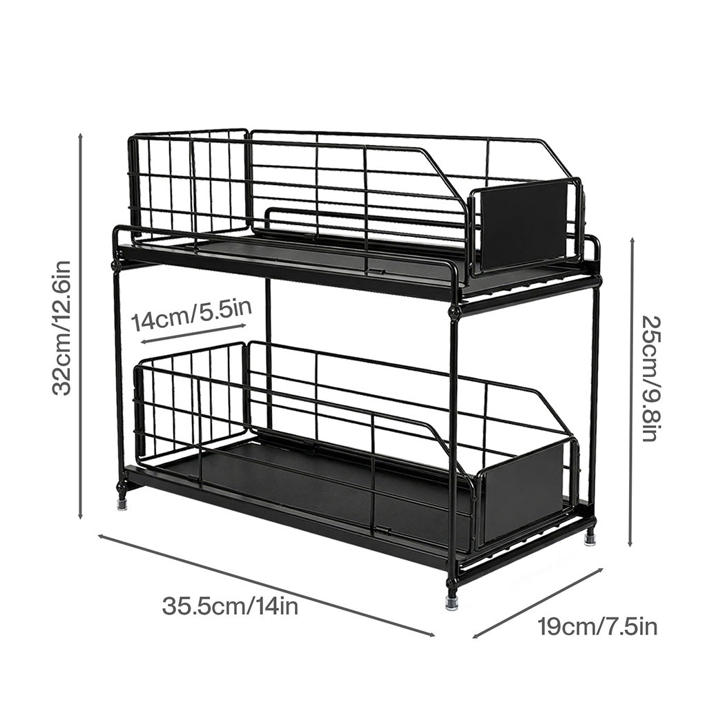 Pull Out Cabinet Organiser 2 Tier Kitchen | HomeAndLiving - 4