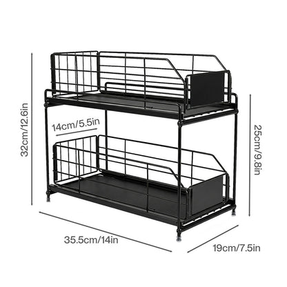 Pull Out Cabinet Organiser 2 Tier Kitchen | HomeAndLiving - 4