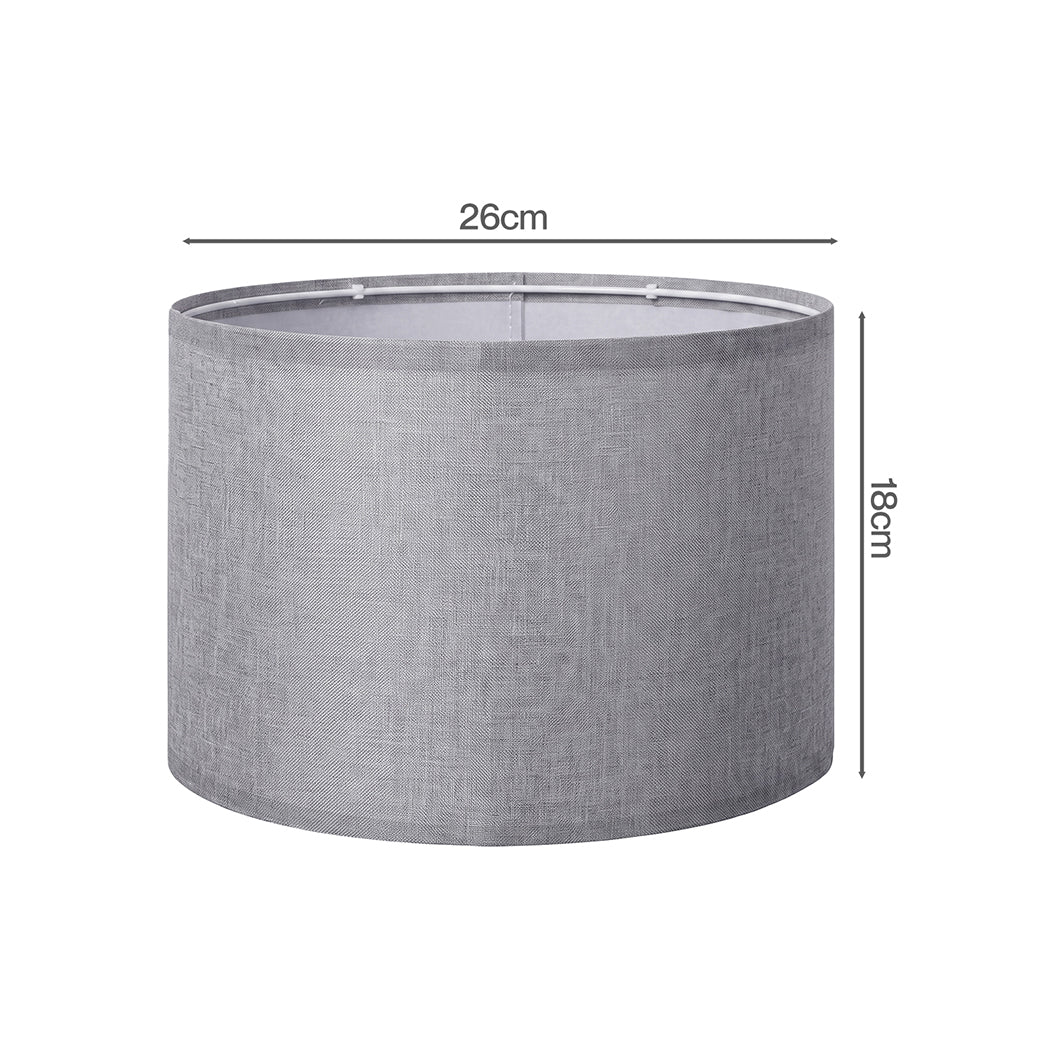 Lamp Shade Grey Linen Drum Set 26x26x18cm