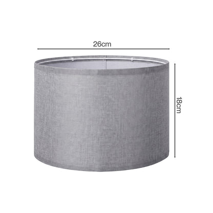 Lamp Shade Grey Linen Drum Set 26x26x18cm
