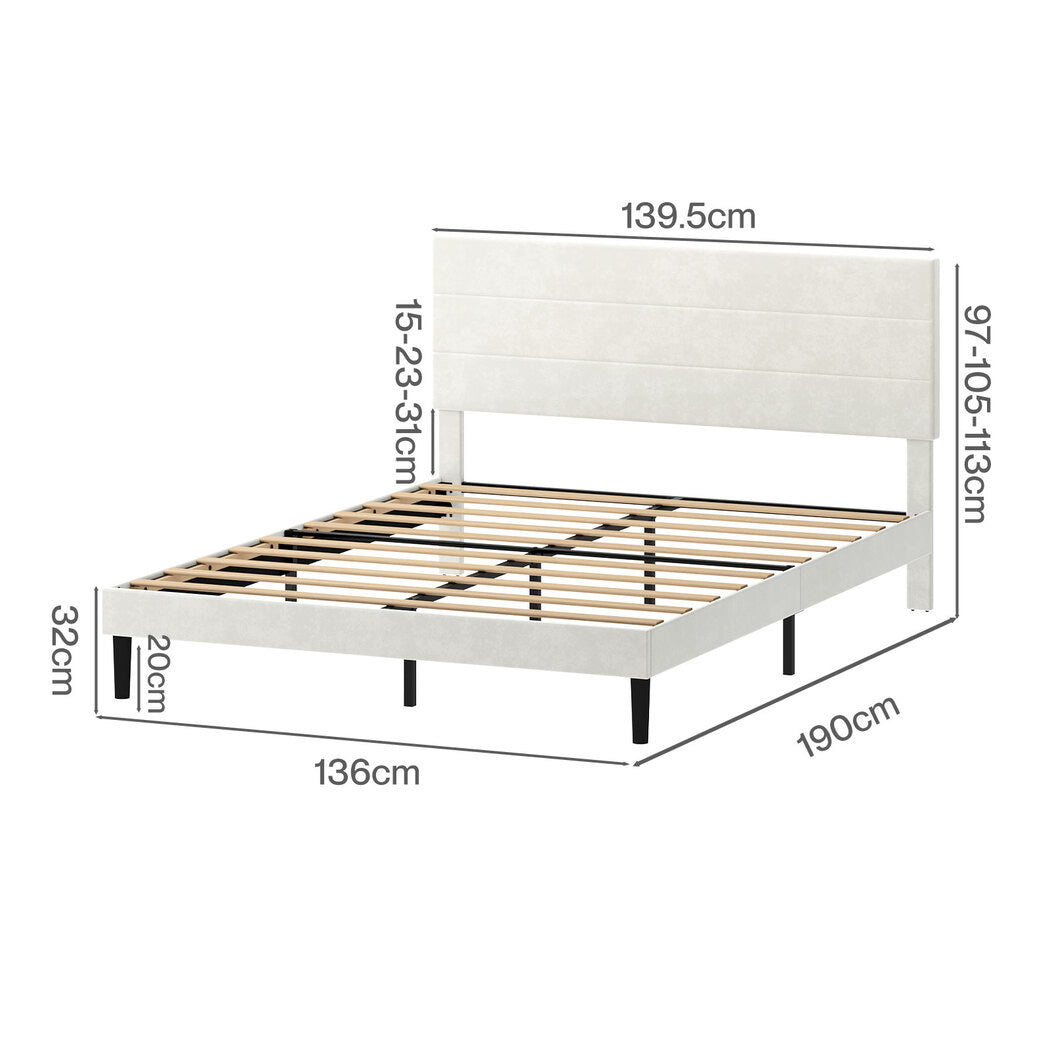 Double Bed Frame Upholstered Headboard 190x139.5x113cm